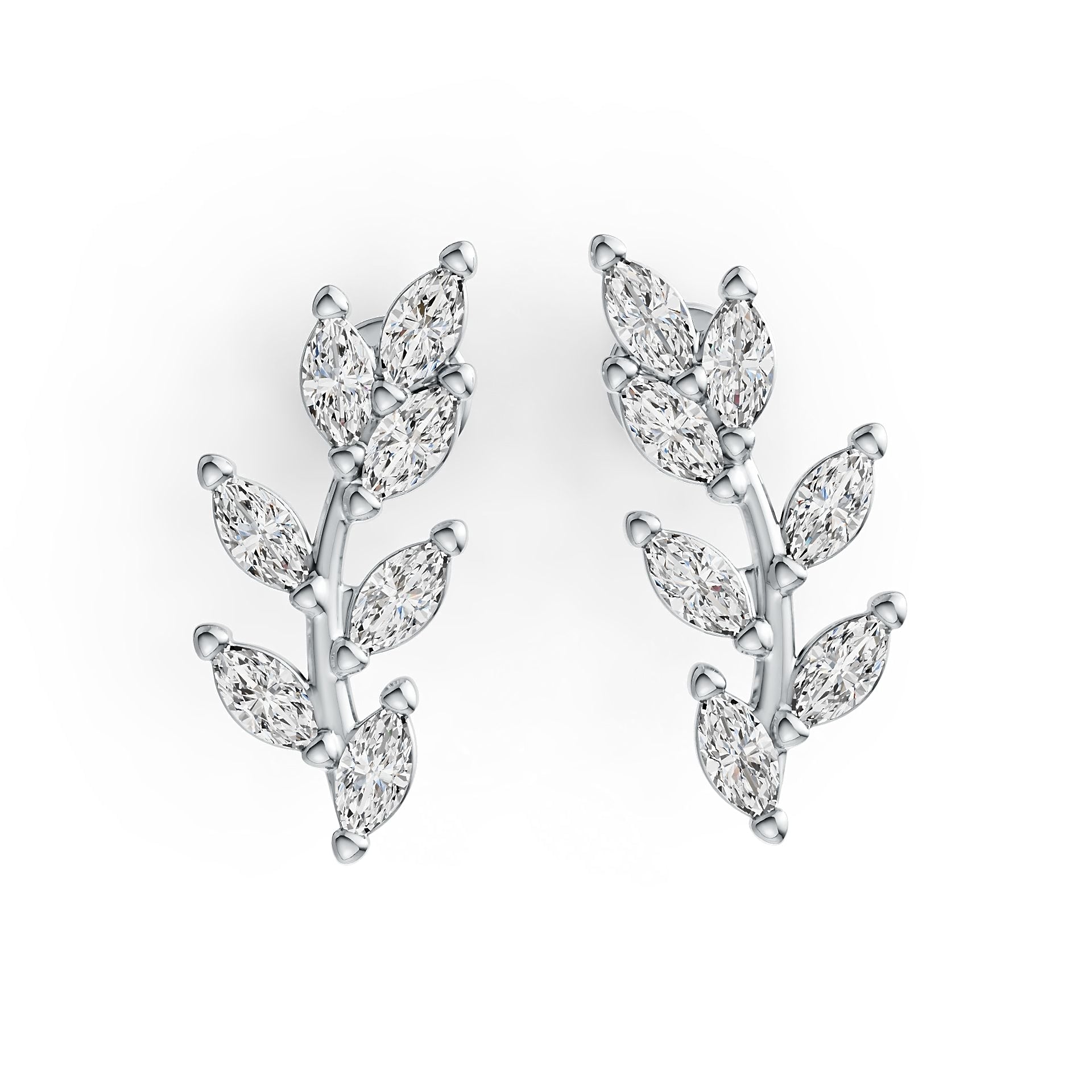 10K Gold Semi Mount Earrings Setting Marquise MQ 4X2mm Vine Leaf Theme DHJ