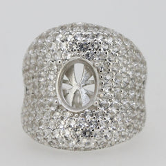 Platinum Semi Mount Ring Setting Oval OV 10X8mm Dome Ring Bling Bling Diamond Moissanite Ring Diamond Accent DHJ