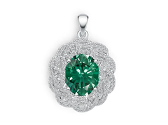 10K Gold Semi Mount Pendant Setting Oval OV 12X10mm with White Topaz Moissanite Accent DHJ