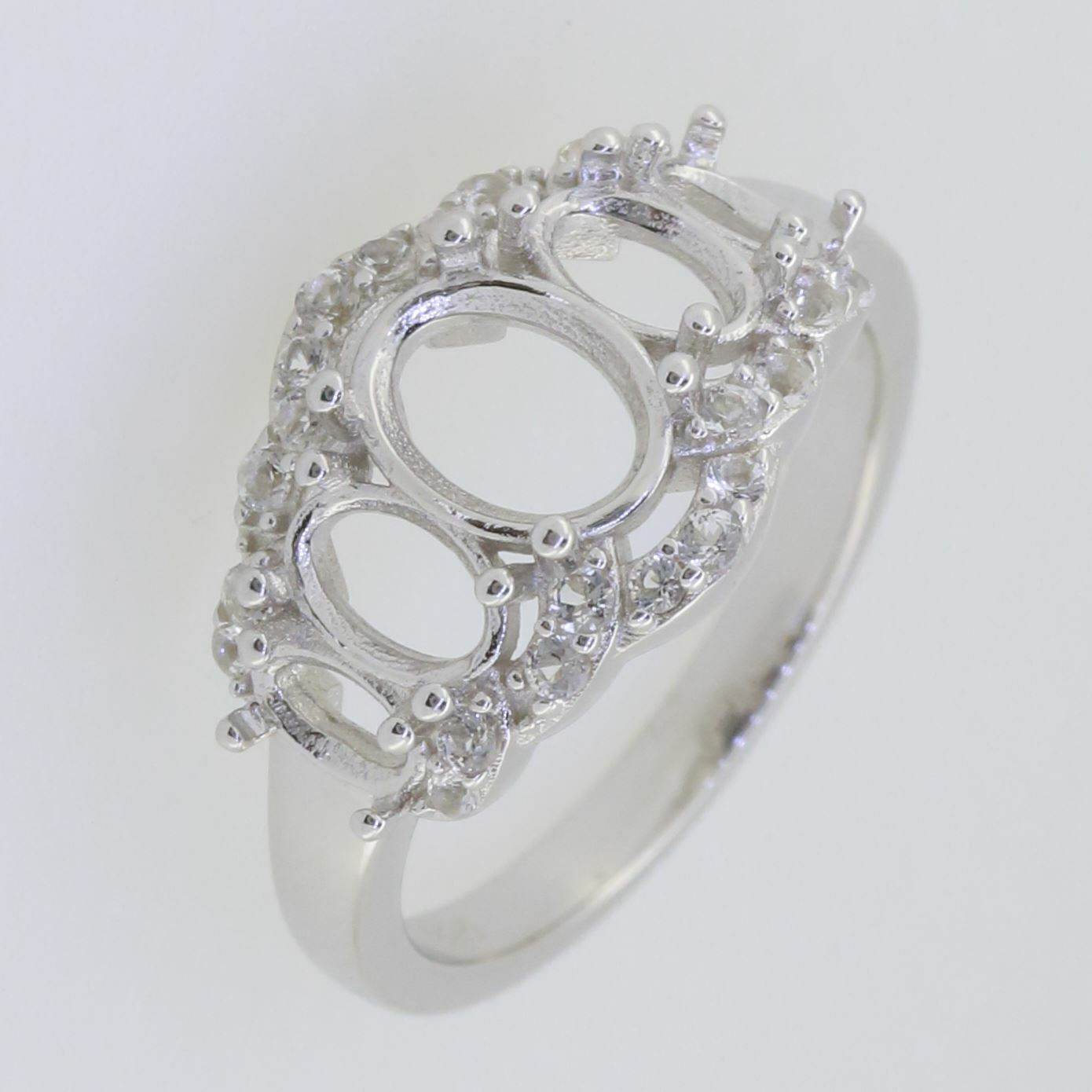 14K Gold Semi Mount Ring Setting Oval OV 8X6mm 6x4mm 5x3m Whi Diamond Accent Syzjewelry