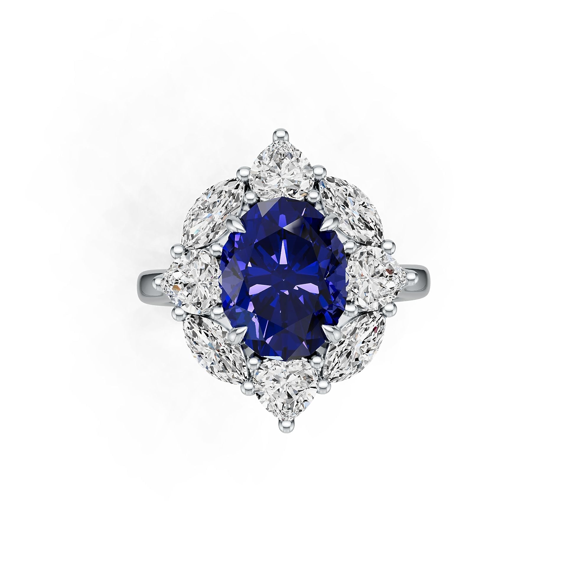 Platinum Semi Mount Ring Setting Round Ro 10x8mm Syz Jewelry