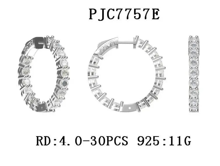 Platinum Semi Mount Earrings Setting Round RD 4x4mm Hoop Earrings Inside Out DHJ