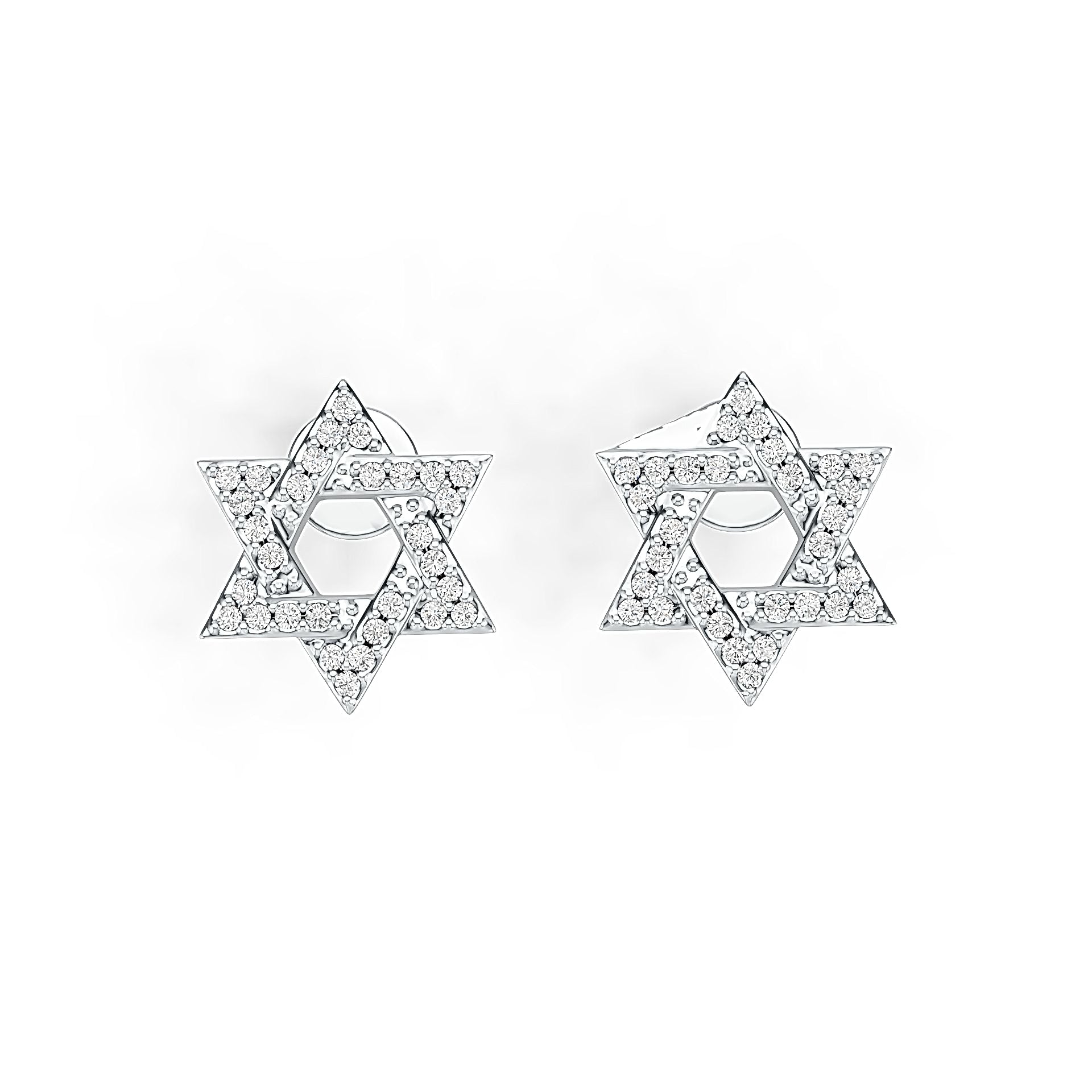 Sterling Silver Stud Earrings Star Of David Theme with White Topaz or Moissanite DHJ