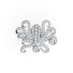 Sterling Silver Ring with White Topaz or Moissanite Octopus Theme DHJ