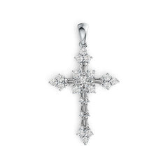 10K Gold Semi Mount Pendant Setting Round RD 4x4mm Cross Theme Moissanite Accent DHJ