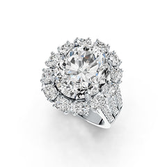 10K Gold Semi Mount Ring Setting Oval 14X12mm Split Shank Halo Moissanite Accent DHJ