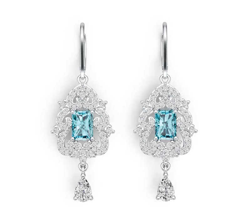 18K Gold Semi Mount Earrings Setting Emerald OCT 7X5mm PE 6X4mm Diamond Accent DHJ