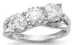 Platinum Semi Mount Ring Setting Round RD 5x5mm 3 Stones DHJ