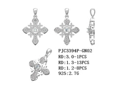 14K Gold Semi Mount Pendant Setting Round RD 3x3mm Diamond Accent DHJ