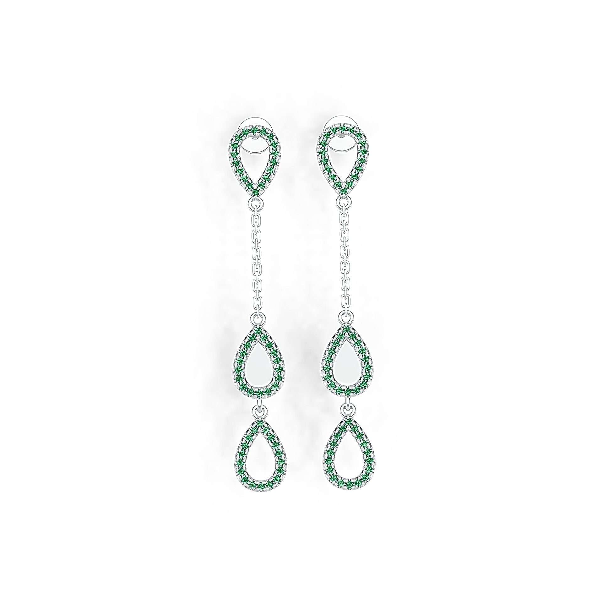 14K Gold Earrings Pear-Shaped Theme with or Moissanite Diamond Accent DHJ