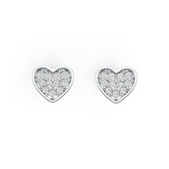 Sterling Silver Earrings with White Topaz or Moissanite Heart Stud DHJ
