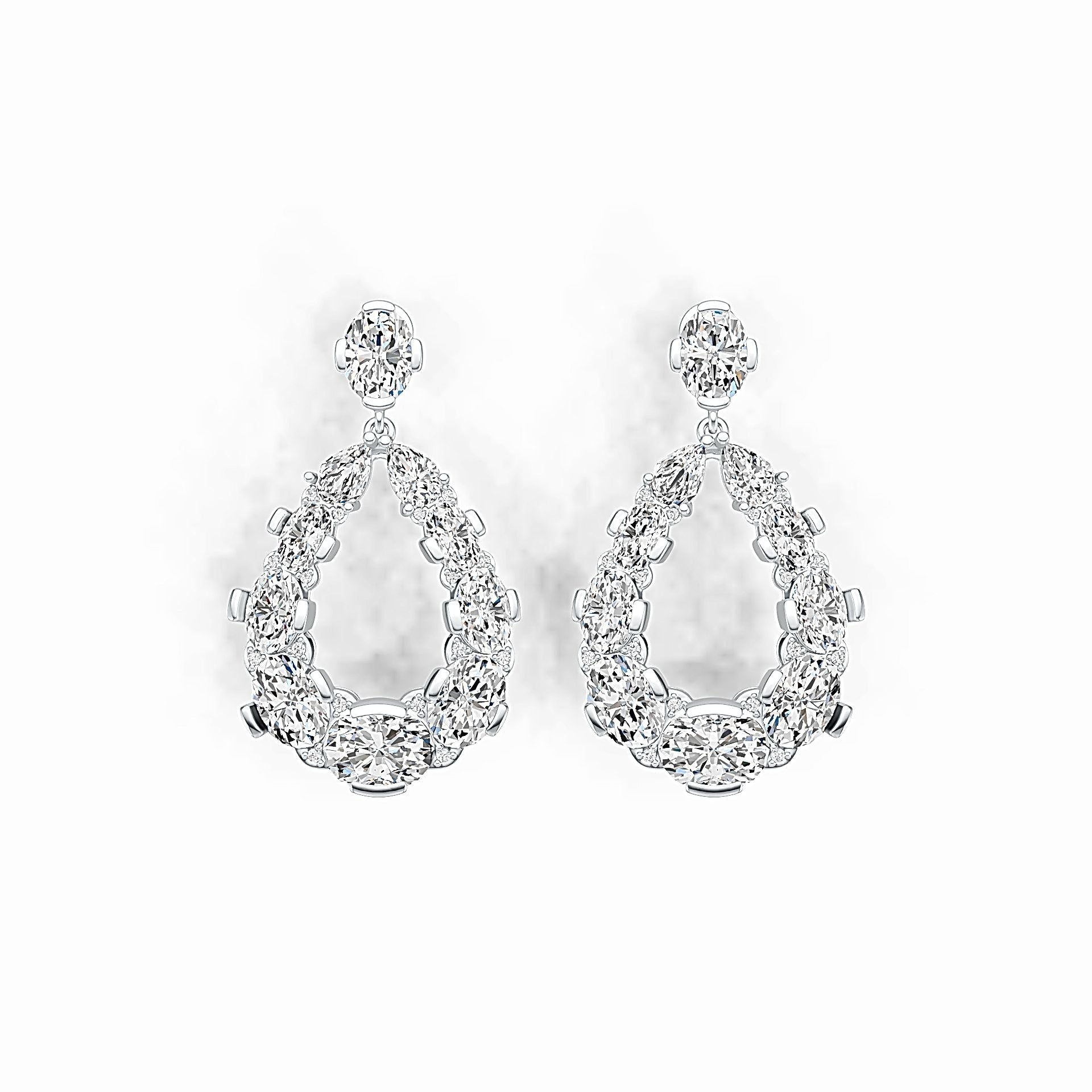 10K Gold Semi Mount Earrings Setting Oval OV 9X7mm PE 6X4mm Moissanite Accent DHJ
