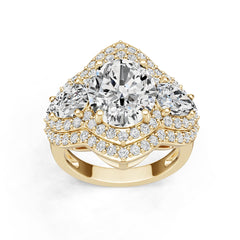 10K Gold Semi Mount Ring Setting Oval Ov 11x9mm Moissanite Accent Syz Jewelry