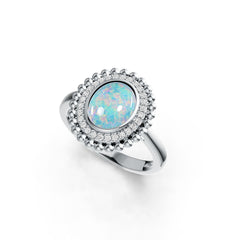 Platinum Semi Mount Ring Setting Oval OV 10X8mm Cabochon Diamond Accent DHJ