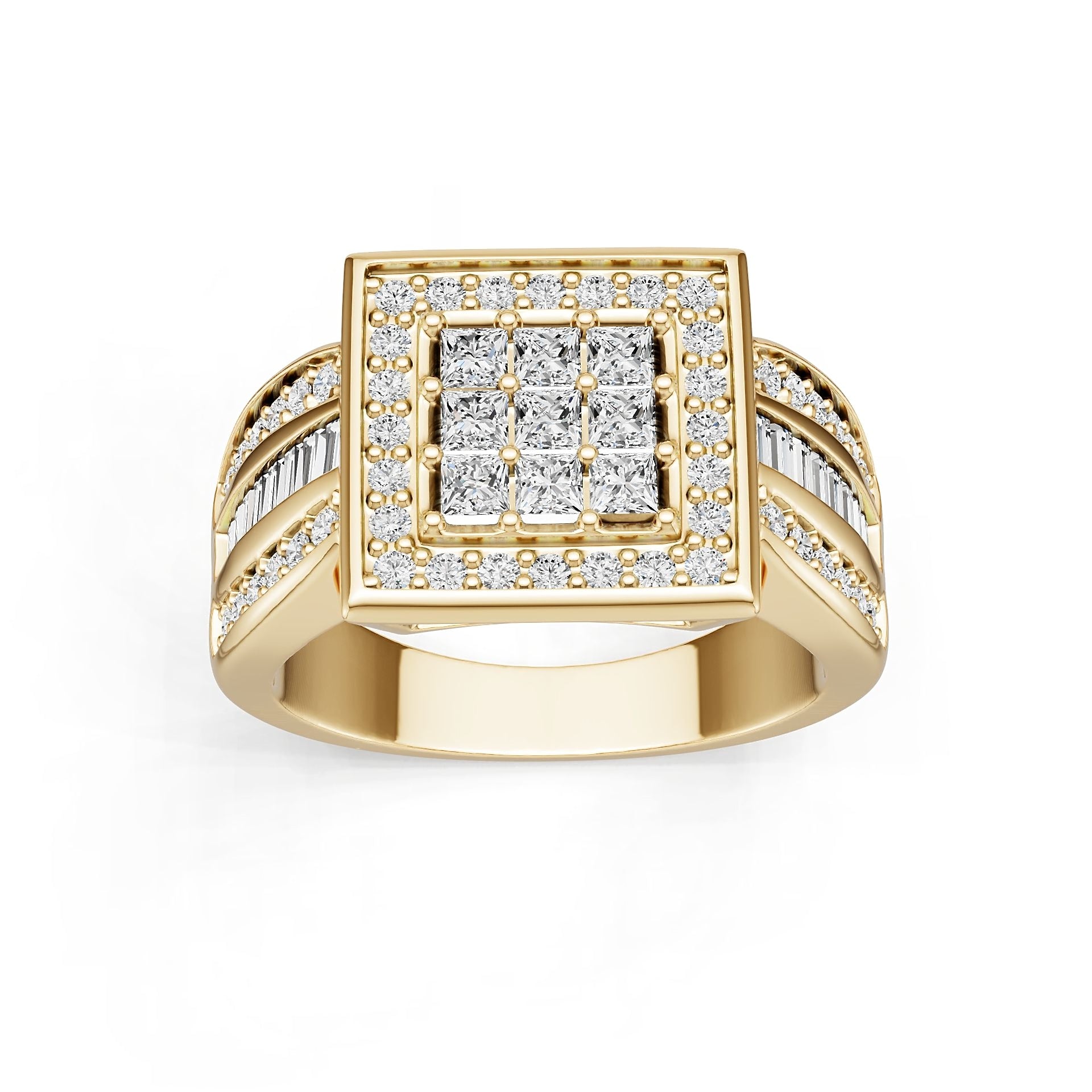 10K Gold Semi Mount Ring Setting Princess Pr 2x2mm Moissanite Accent Syz Jewelry
