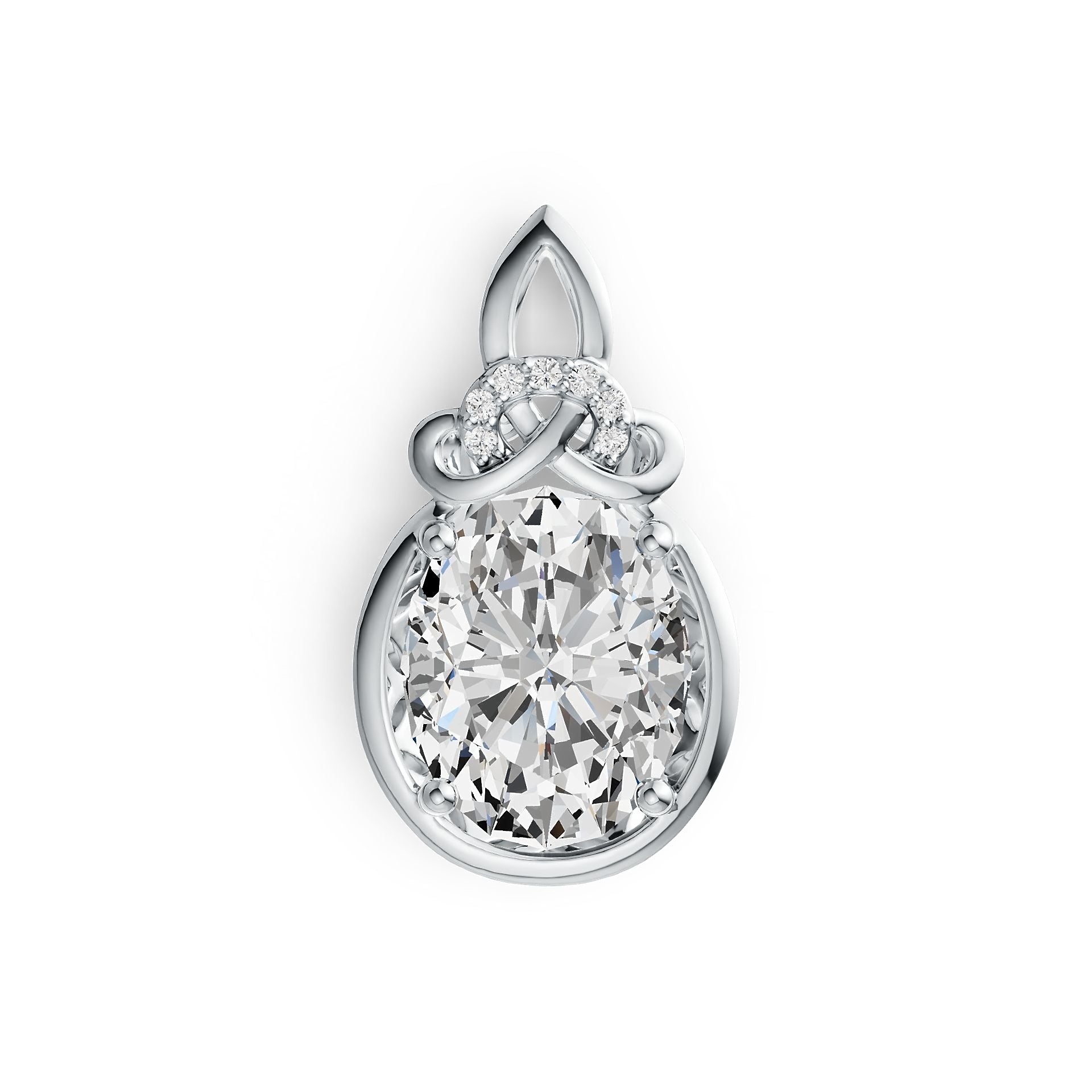 Sterling Silver Semi Mount Pendant Setting Oval OV 10X8mm DHJ