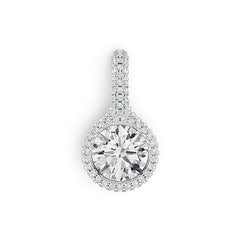 18K Gold Semi Mount Pendant Setting Round RD 10x10mm Diamond Accent DHJ
