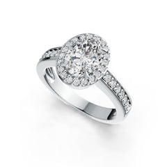Platinum Semi Mount Ring Setting Oval OV 8X6mm Halo Diamond Accent DHJ
