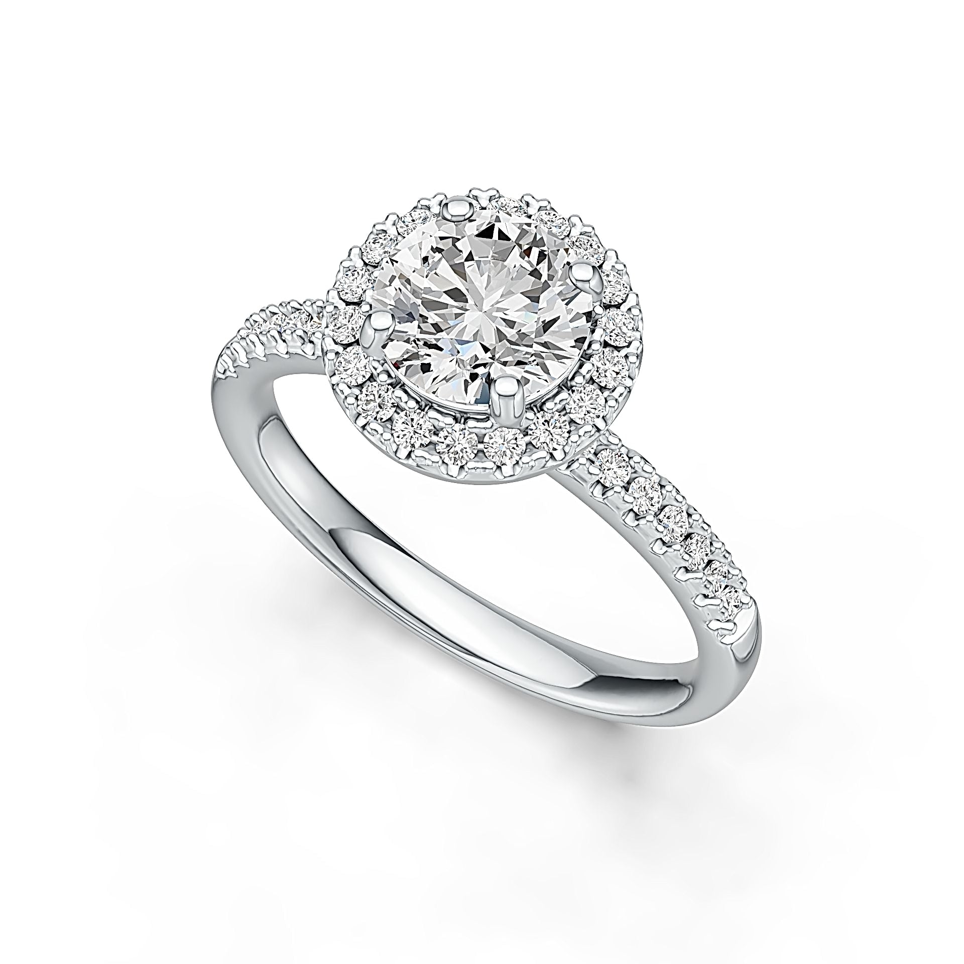 10K Gold Semi Mount Ring Setting Round RD 6.5x6.5mm Hidden Halo Engagement Ring for 1 Carat Diamond Moissanite Accent DHJ