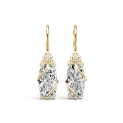 18K Gold Semi Mount Earrings Setting Cushion Cu 5x8mm Diamond Accent Syz Jewelry