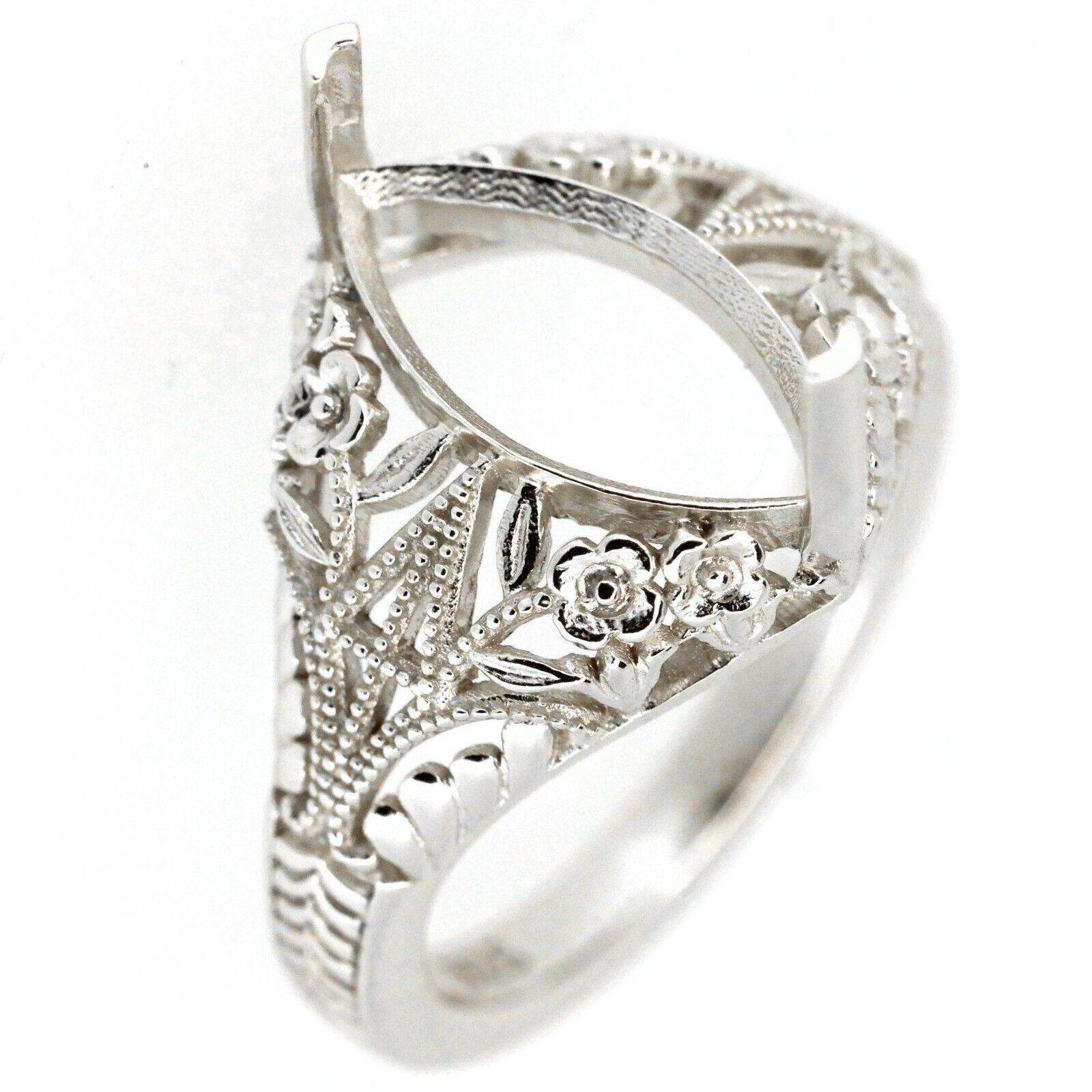 Platinum Semi Mount Ring Setting Marquise MQ 14x7mm Art Deco Style Syzjewelry