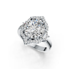 Platinum Semi Mount Ring Setting Oval OV 12X10mm Diamond Accent DHJ