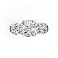 Three stone sterling silver ring setting, semi mount for 9mm center and 6.2mm side stones, polished finish