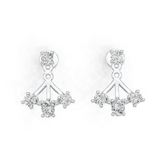 18K Gold Ear Jacket Earrings with or Moissanite Diamond Accent DHJ