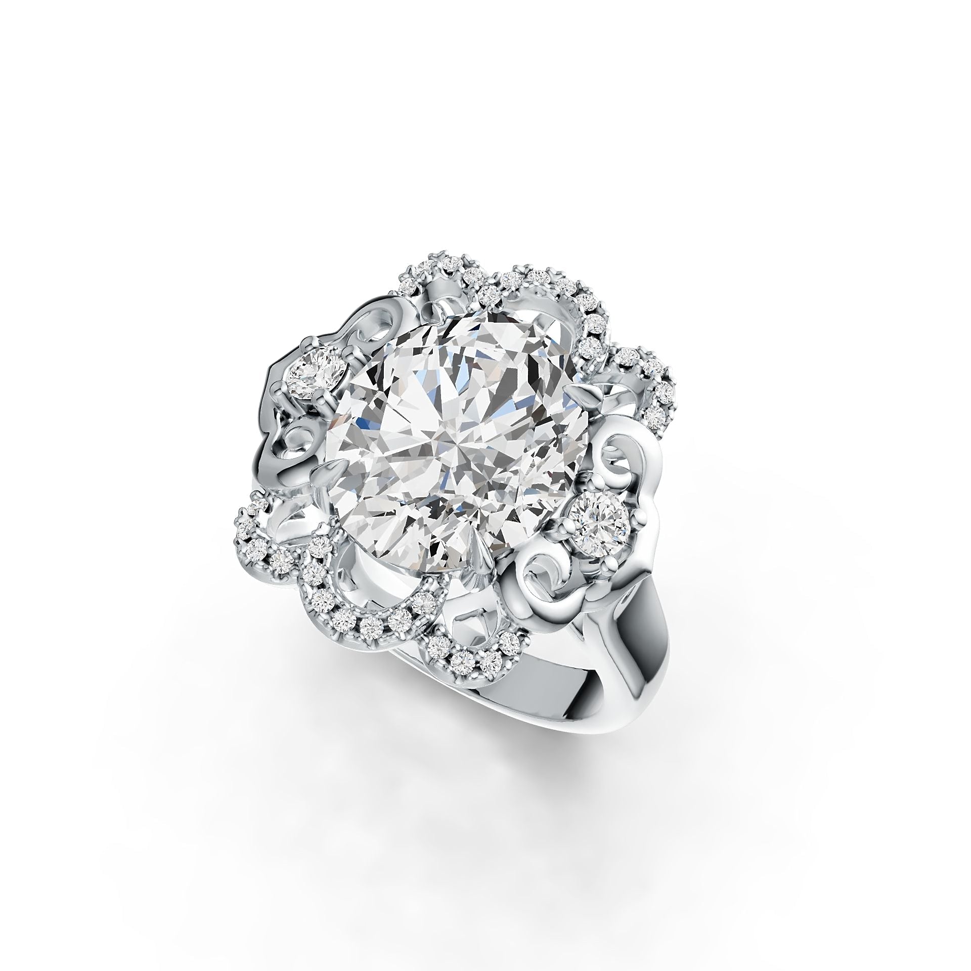 18K Gold Semi Mount Ring Setting Oval OV 12X10mm with White Topaz Diamond Accent DHJ