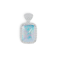 18K Gold Semi Mount Pendant Setting Cushion CU 20X15mm Cabochon Diamond Accent DHJ