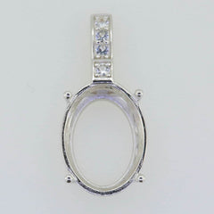 Platinum Semi Mount Pendant Setting Oval OV 16X12mm DK192 Diamond Accent Syzjewelry