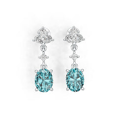 18K Gold Semi Mount Earrings Setting Oval OV 9X7mm PE 4X3mm Diamond Accent DHJ