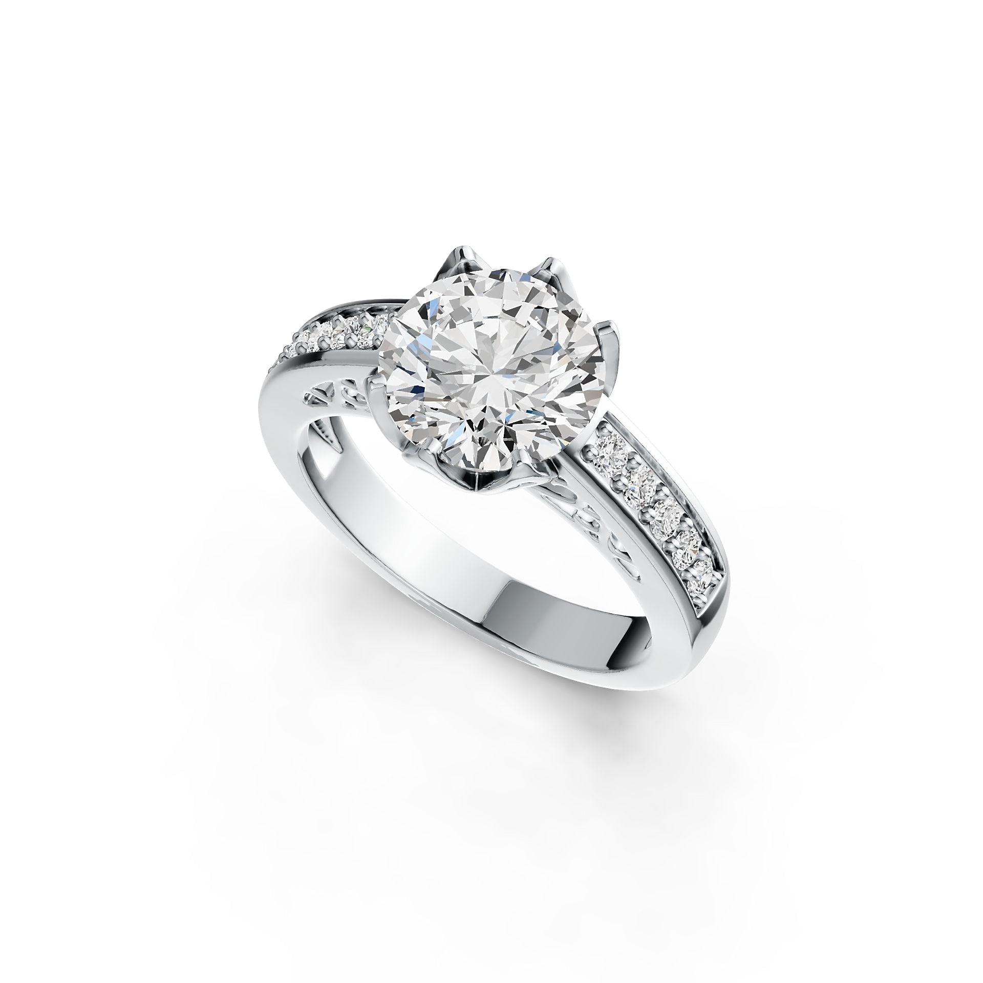 10K Gold Semi Mount Ring Setting Round RD 10x10mm Solitaire Moissanite Accent DHJ