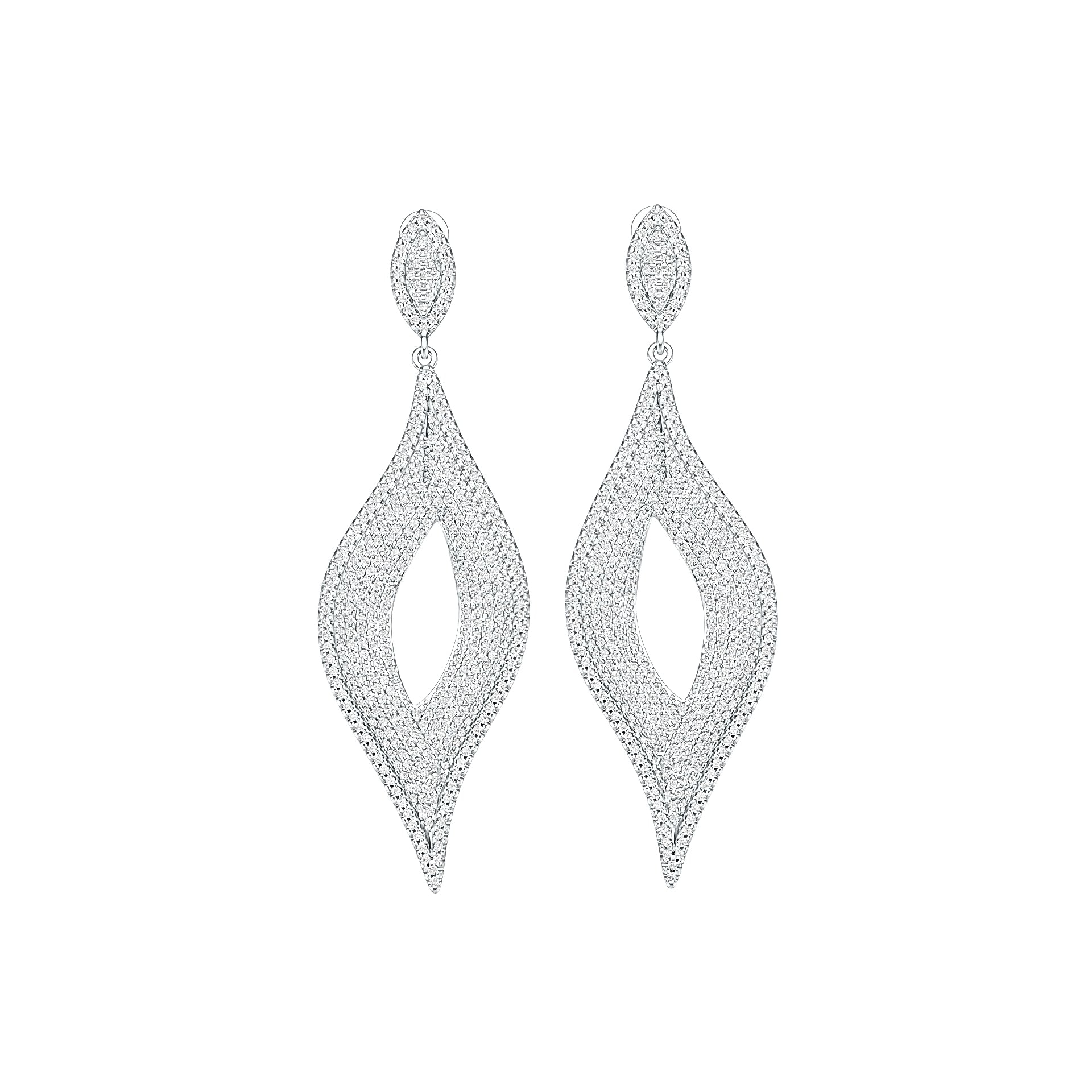 Sterling Silver Drop Chandelier Earrings with White Topaz or Moissanite DHJ