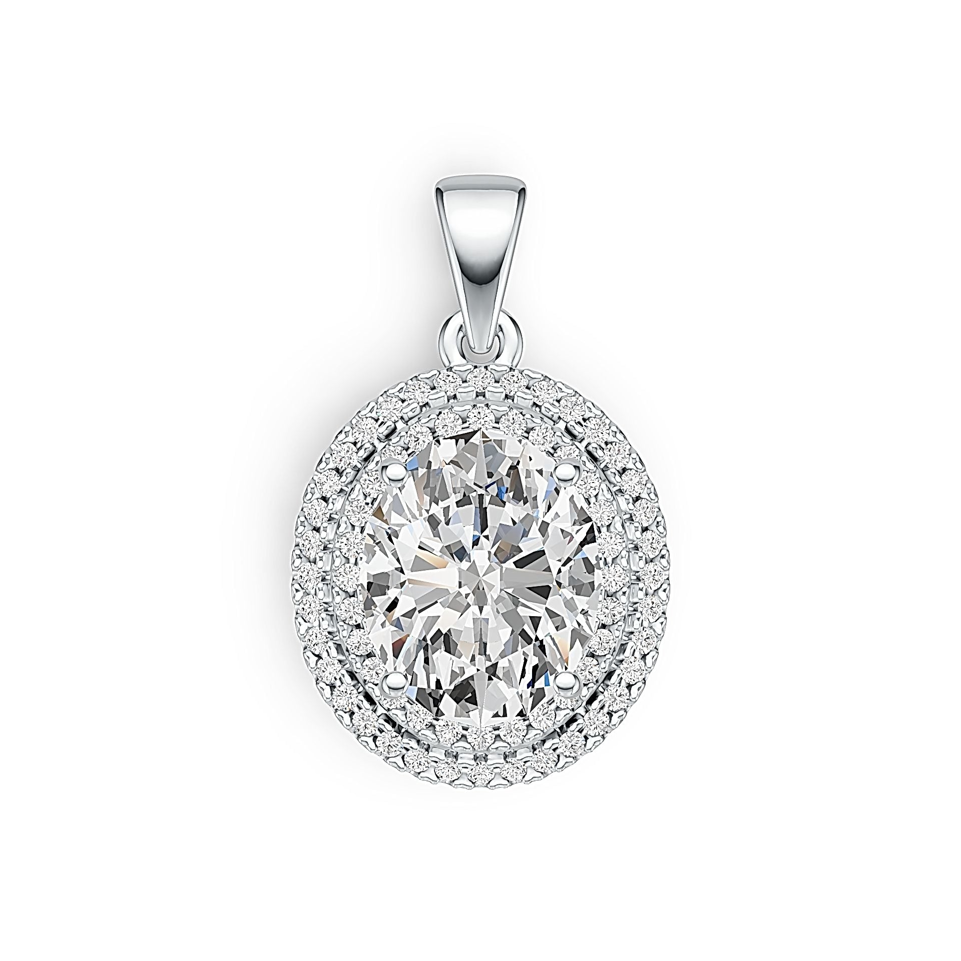 Sterling Silver Semi Mount Pendant Setting Oval OV 11X9mm Double Halo DHJ