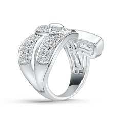 Sterling Silver Ring Belt Buckle Theme with White Topaz or Moissanite - Syzjewelry