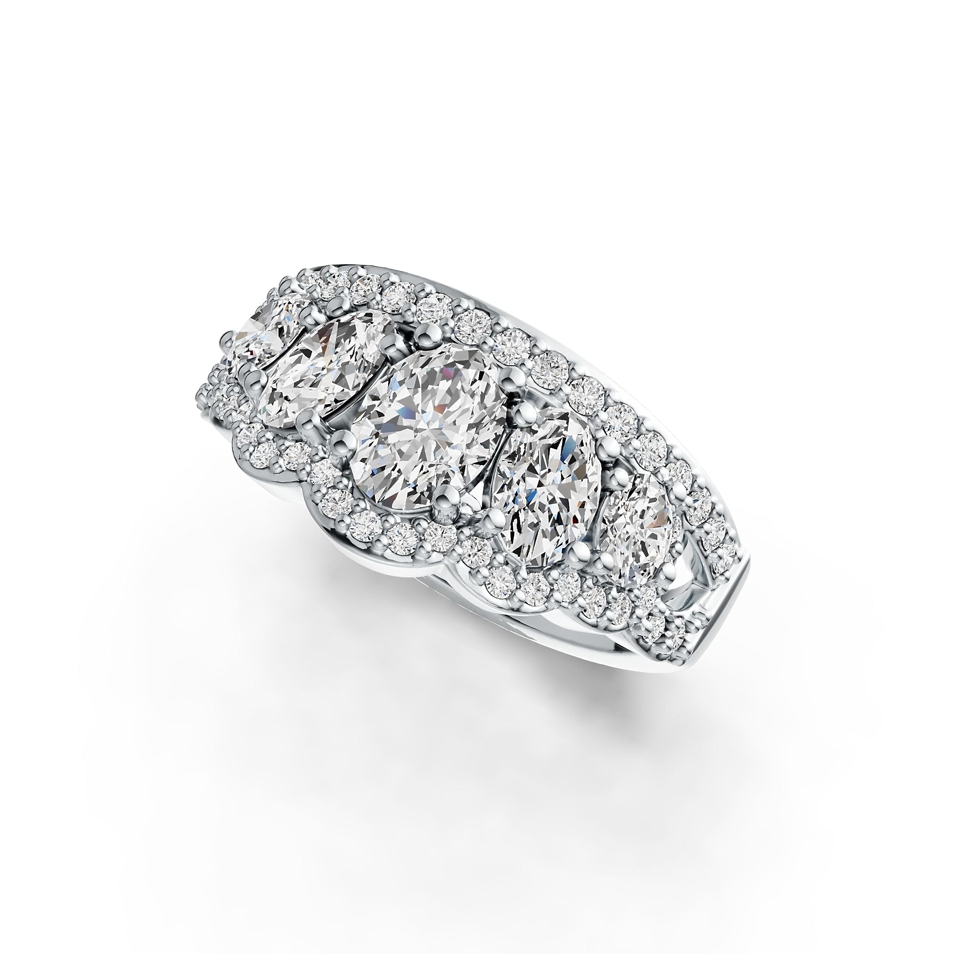 18K Gold Semi Mount Ring Setting Oval OV 7X5mm OV 6X4mm OV 4X3mm Tiara Theme Diamond Accent DHJ