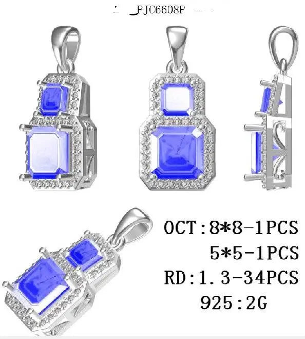 14K Gold Semi Mount Pendant Setting Emerald OCT 8X8mm Diamond Accent DHJ