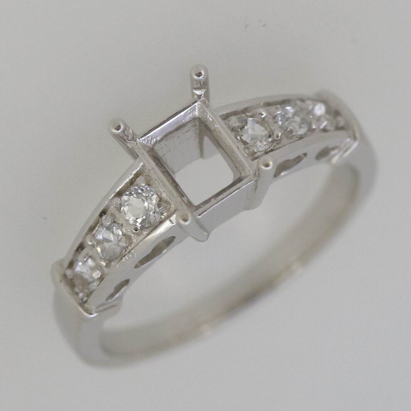 Art Deco Style 18K Gold Semi Mount Ring Setting Emerald OCT 7x5mm Diamond Accent Syzjewelry