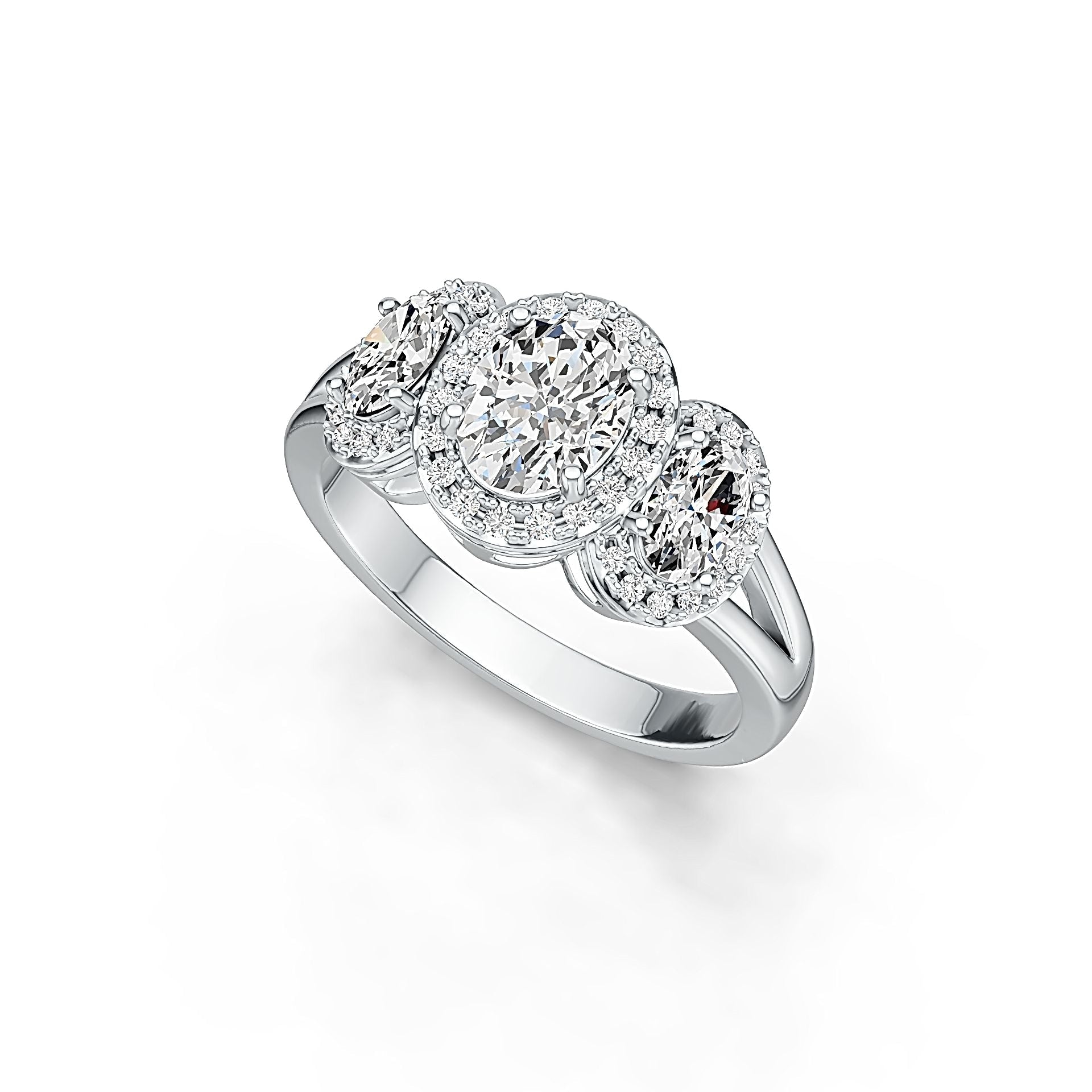 18K Gold Semi Mount Ring Setting Oval OV 8X6mm OV 6X4mm Diamond Accent DHJ