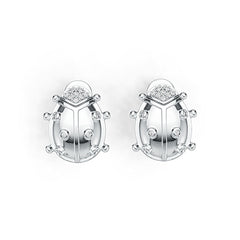 10K Gold Semi Mount Earrings Setting Round RD 1.1mm Moissanite Accent DHJ