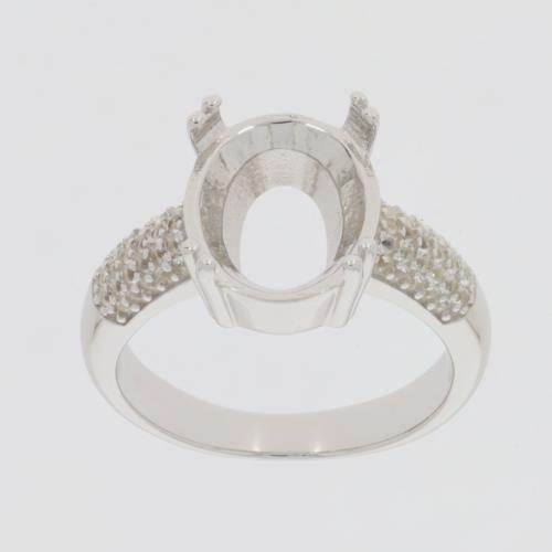 Platinum Semi Mount Ring Setting Oval OV 13X11mm Accent Shank Diamond Accent Syzjewelry