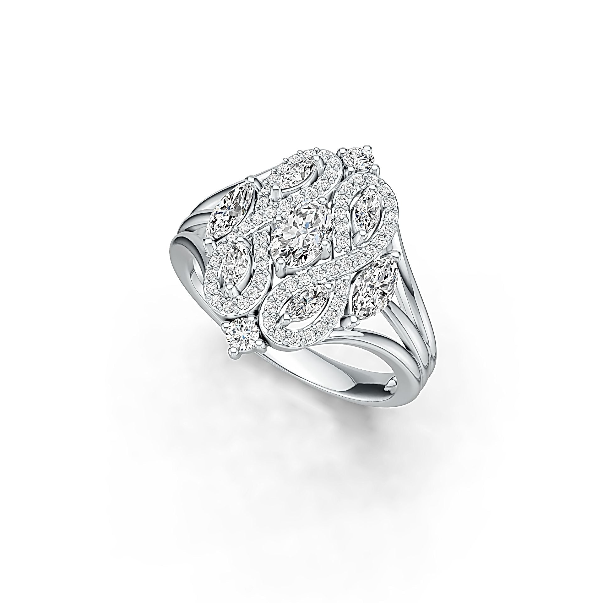 Platinum Semi Mount Ring Setting Oval OV 6X4mm Diamond Accent DHJ