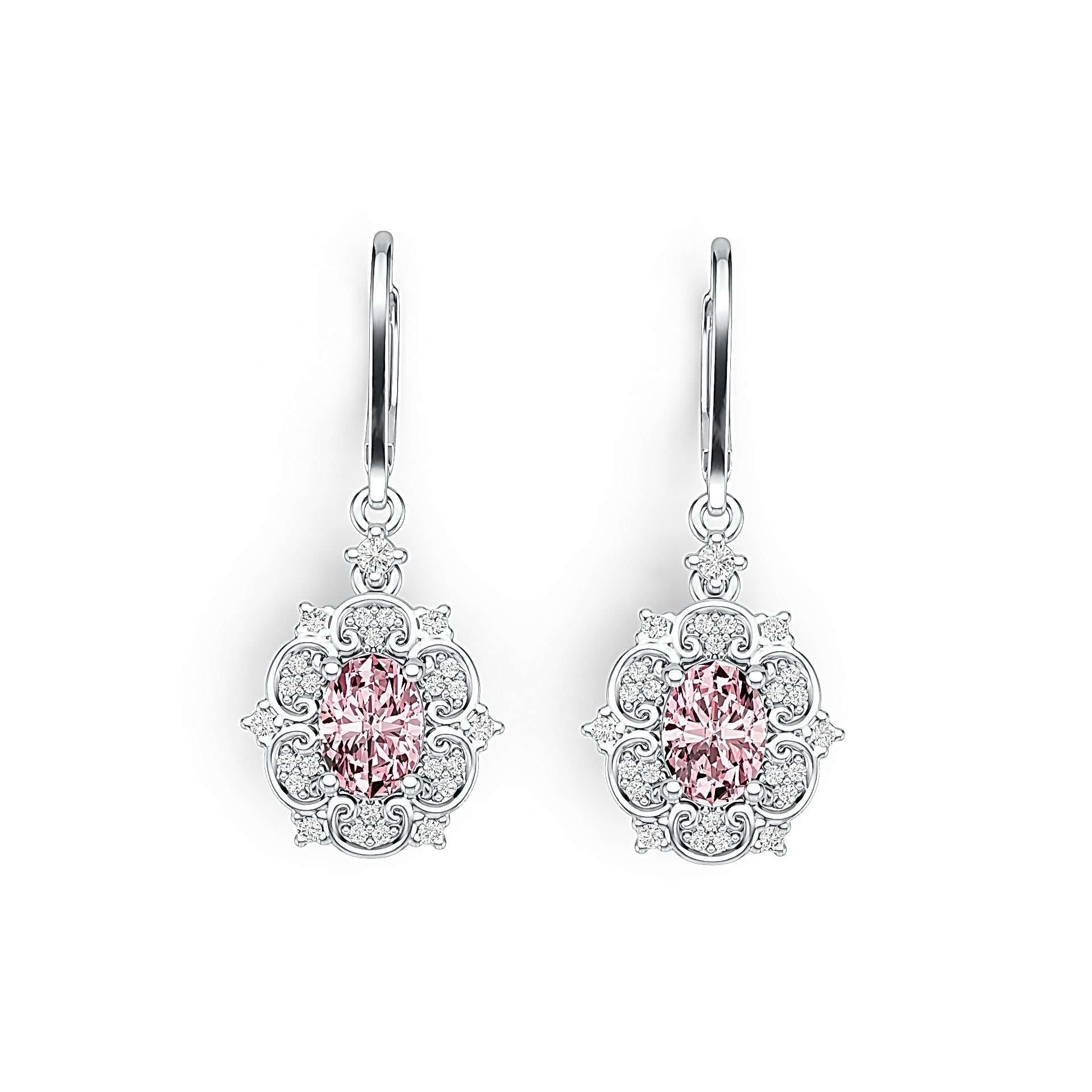 Sterling Silver Semi Mount Earrings Setting Oval OV 7X5mm with White Topaz DHJ