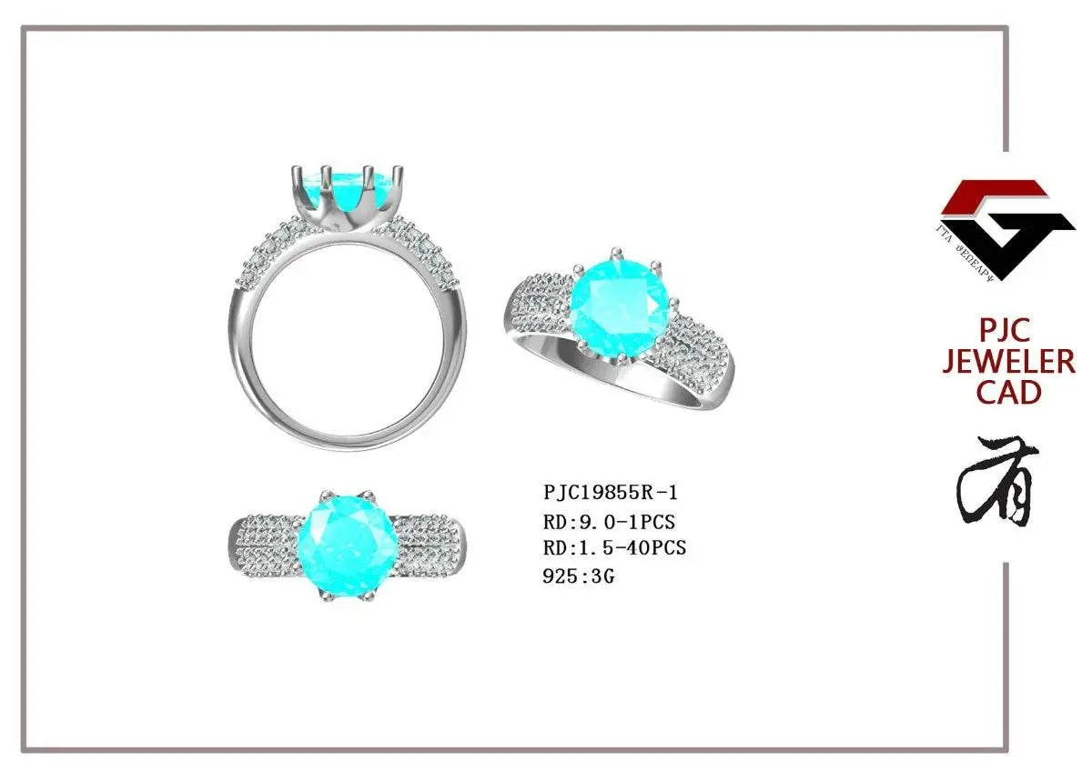 18K Gold Semi Mount Ring Setting Round RD 9x9mm Diamond Accent DHJ
