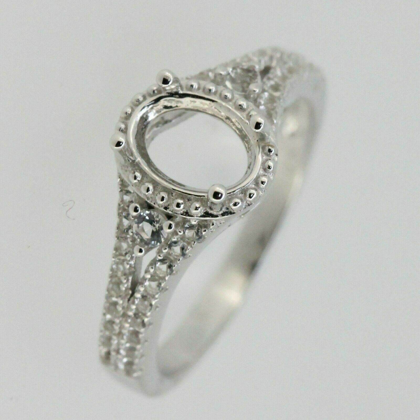 Platinum Semi Mount Ring Setting Oval Cut OV 8x6mm Diamond Accent Syzjewelry
