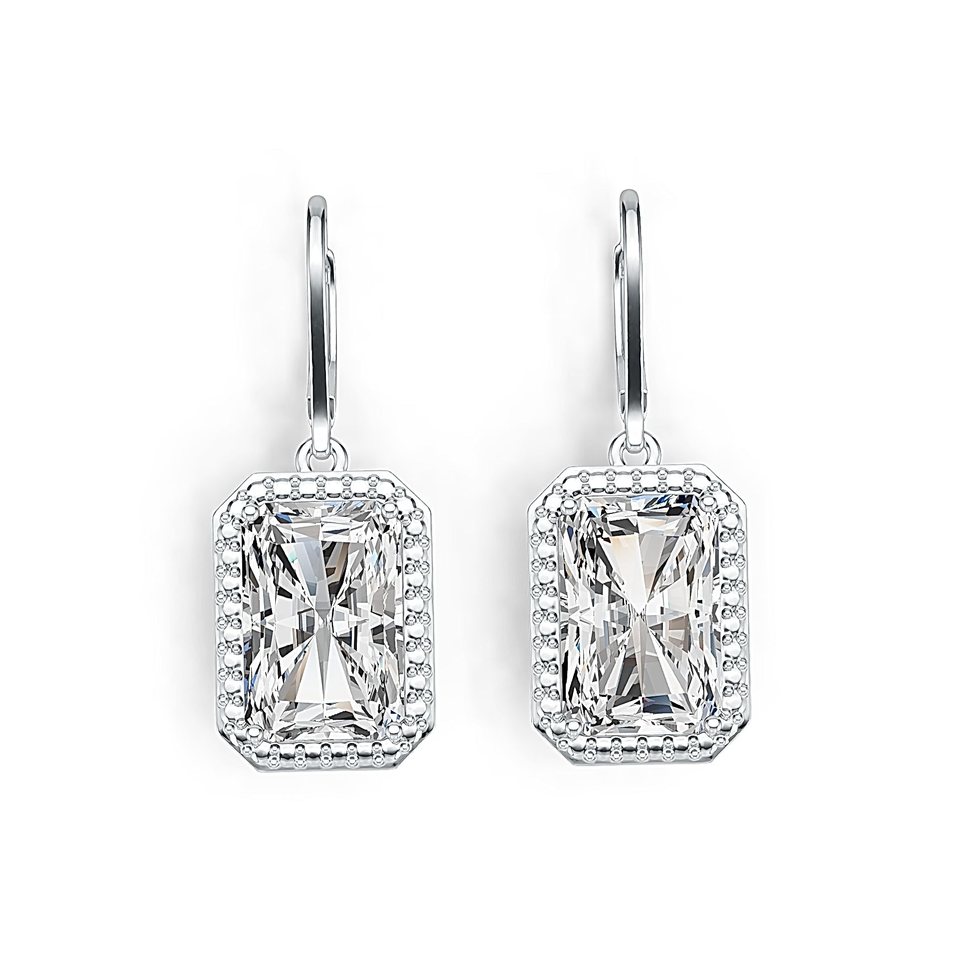 Sterling Silver Semi Mount Earrings Setting Emerald OCT 12X8mm DHJ