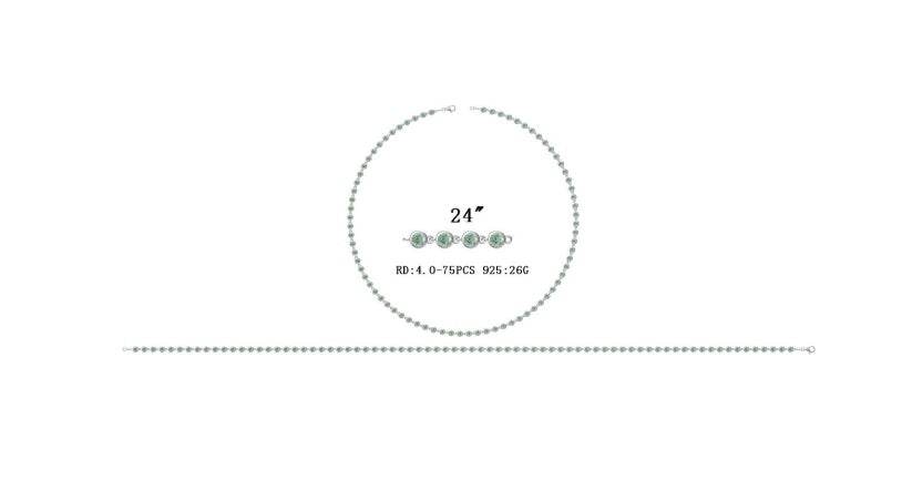 Platinum Semi Mount Necklace Setting Round RD 4x4mm Tennis Necklace Cabochon DHJ