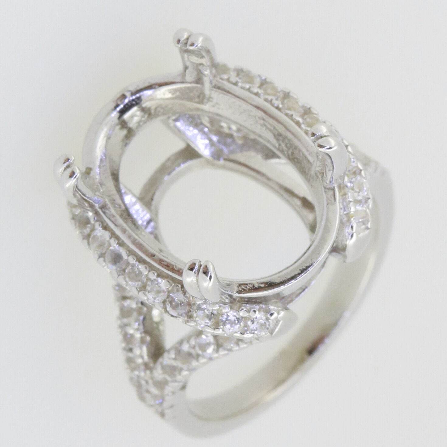 18K Gold Semi Mount Ring Setting Oval OV 18x13mm Split Shank Diamond Accent Syzjewelry