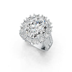 Platinum Semi Mount Ring Setting Oval OV 14x12mm Split Shank Diamond Accent DHJ